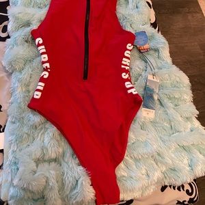 Baywatch inspired bathing suit